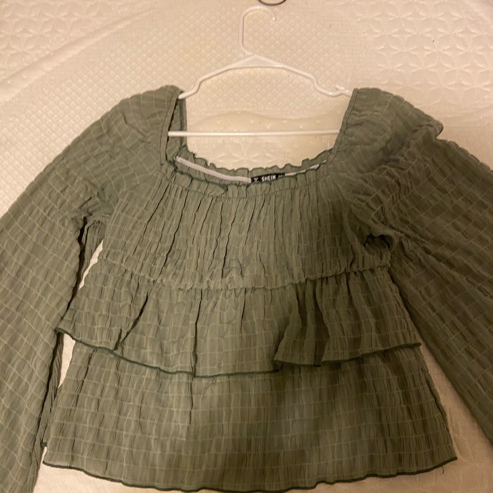 Shein sage green ruffle top!